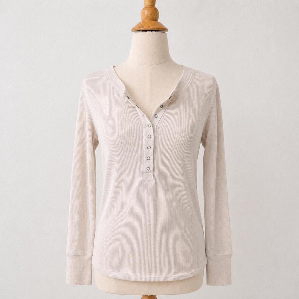 aerie soft ribbed henley long sleeve top
